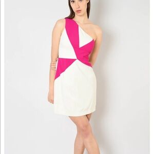 Versus Versace White/Pink One Shoulder Mini Dress Size 40